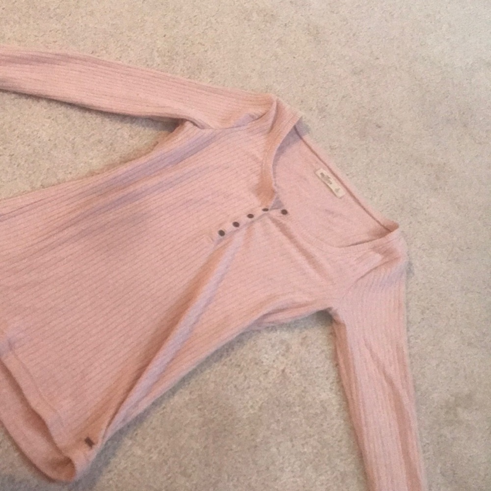hollister ribbed pink long sleeve shirt
